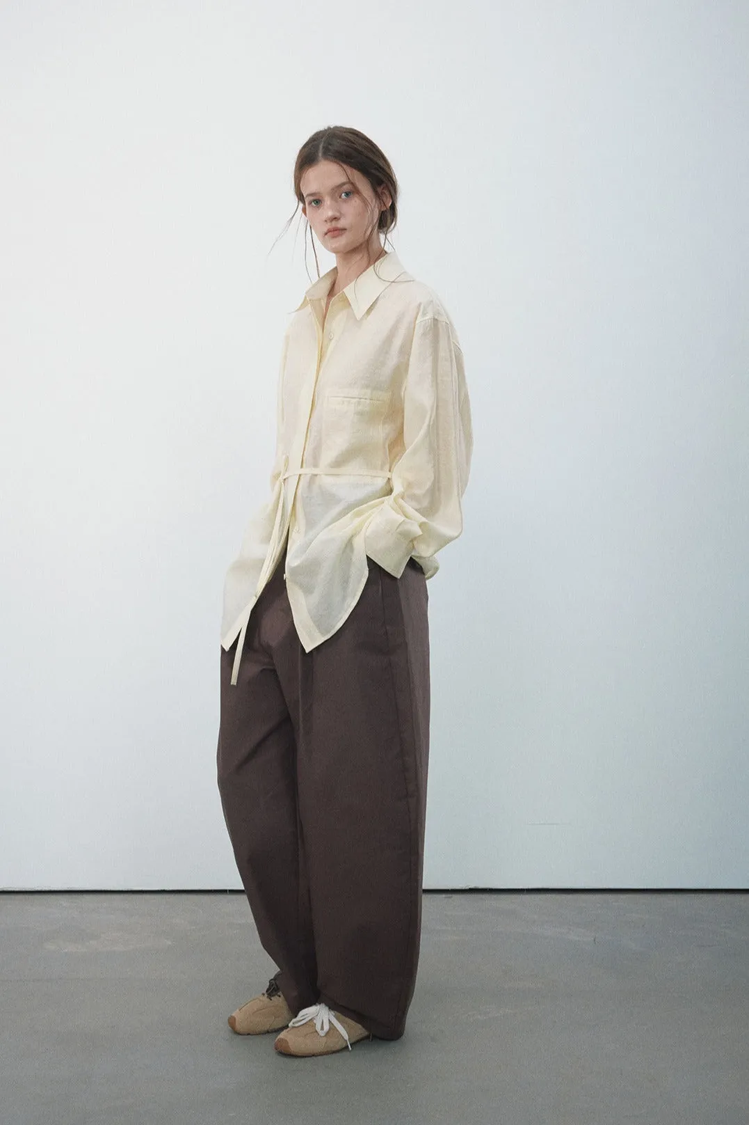Cotton banana-shape wide-leg pants | 4 color