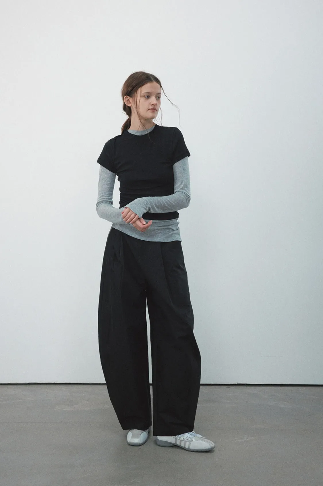 Cotton banana-shape wide-leg pants | 4 color