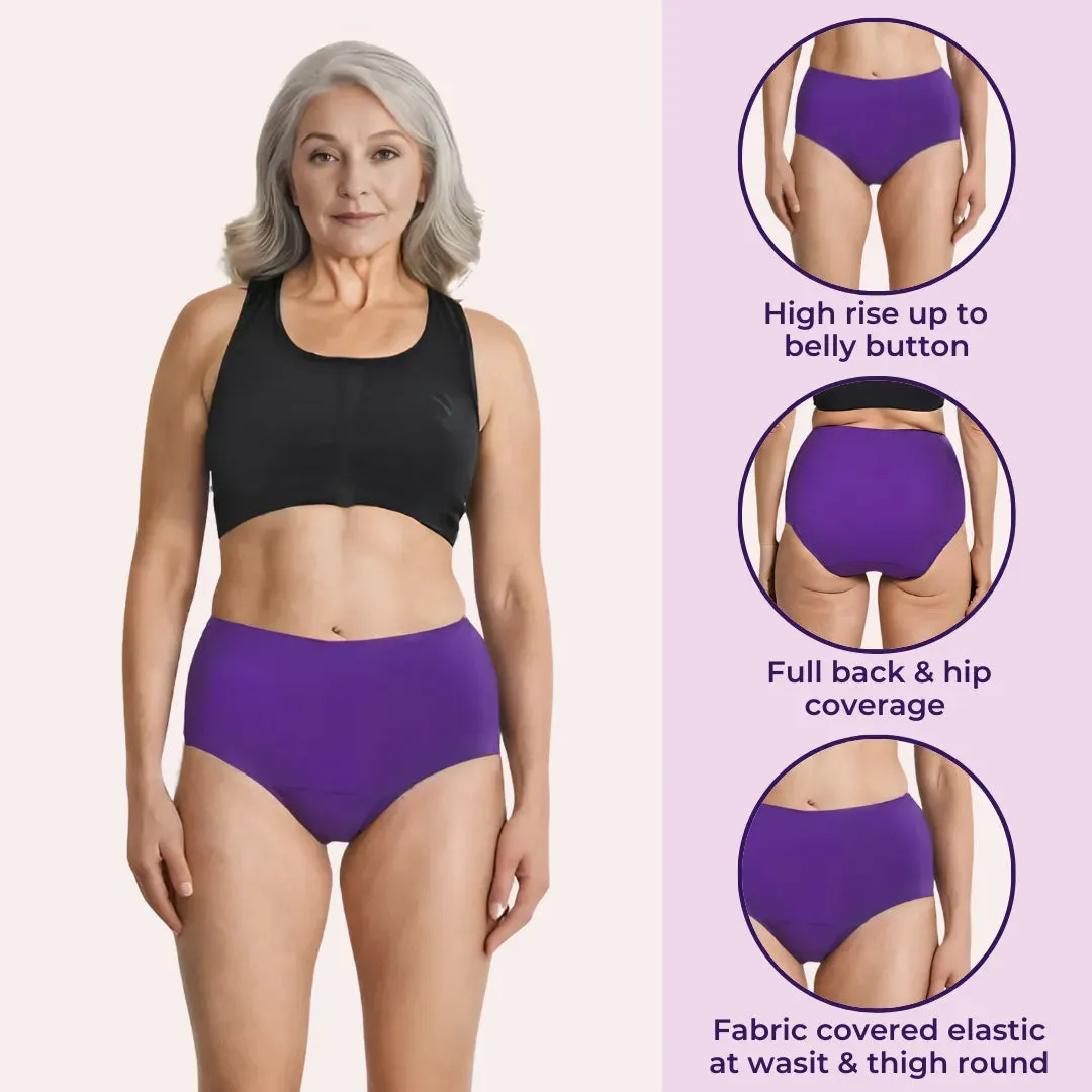 Cotton Panties For Elderly Women | High Waist | Brief Cut | Full Hip & Back Coverage | Offers Belly & Back Support | Flattens Belly & Covers Muffin Top | Friction & Rash Free | Pack Of 3