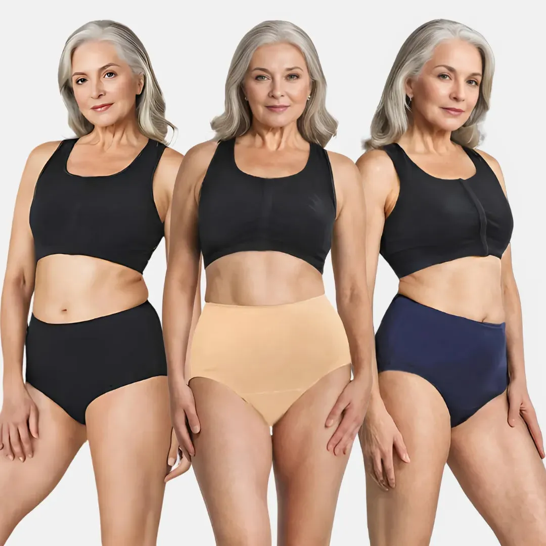 Cotton Panties For Elderly Women | High Waist | Brief Cut | Full Hip & Back Coverage | Offers Belly & Back Support | Flattens Belly & Covers Muffin Top | Friction & Rash Free | Pack Of 3