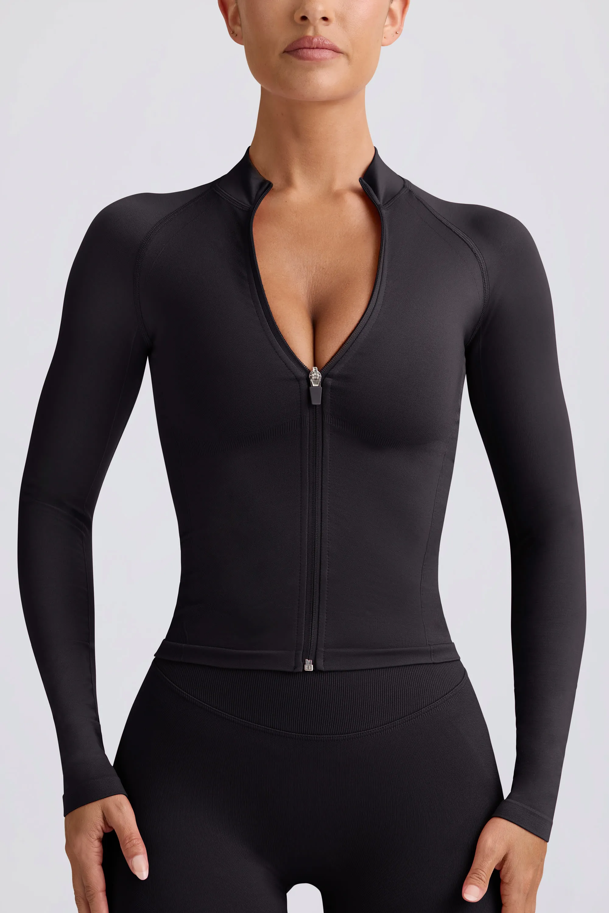 Define Luxe Zip-Up Jacket in Black
