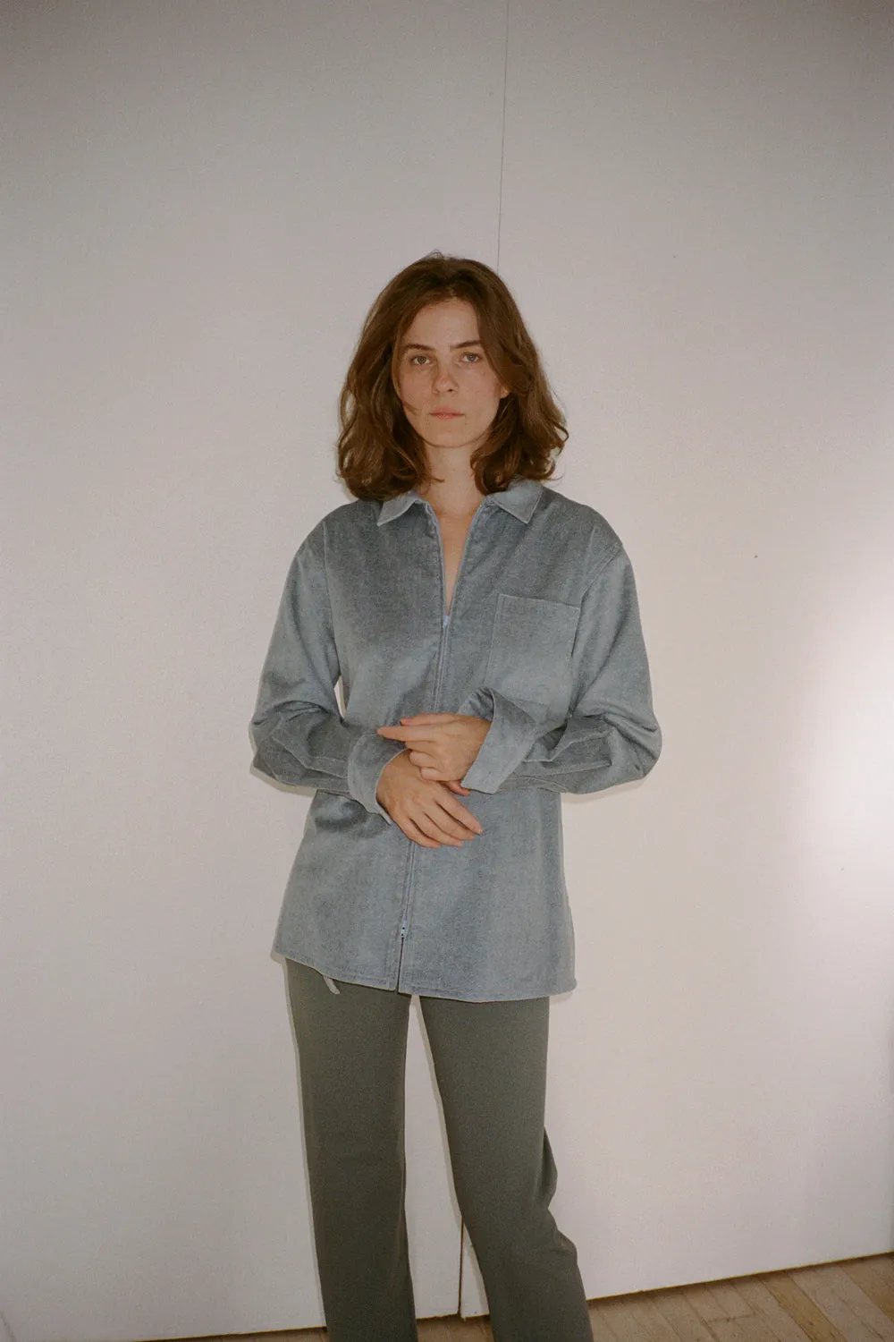 DIMITRIO ZIP SHIRT, LIGHT BALTICO