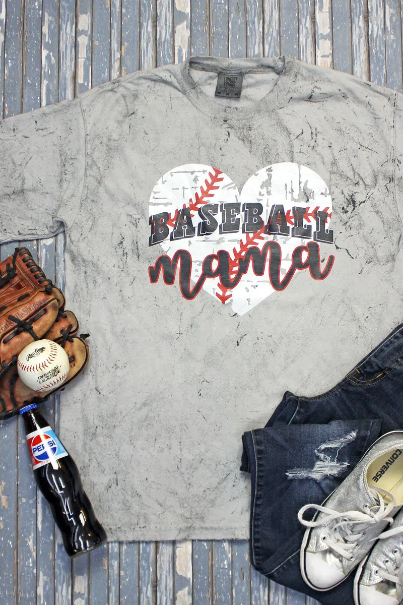 Distressed Heart Baseball Mama Comfort Colors Adult Heavyweight Color Blast Tee