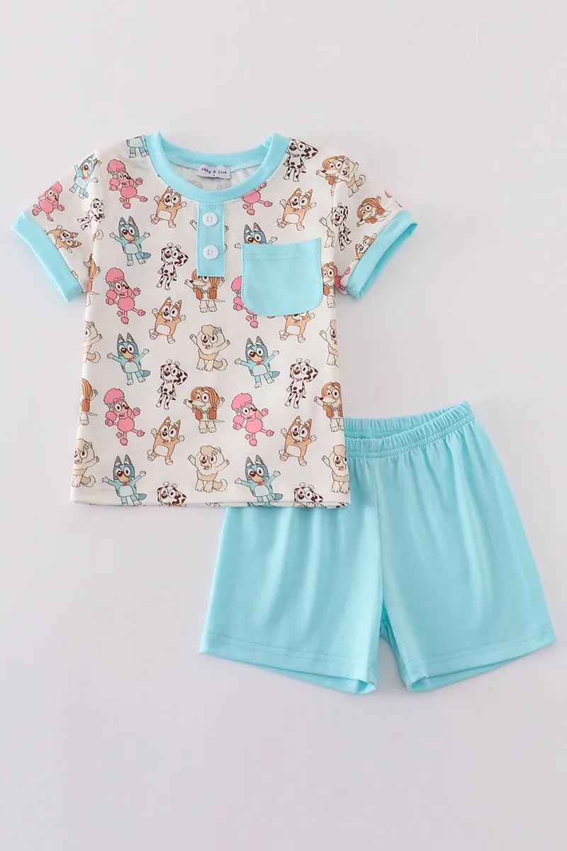 Dog Character Print Short Set