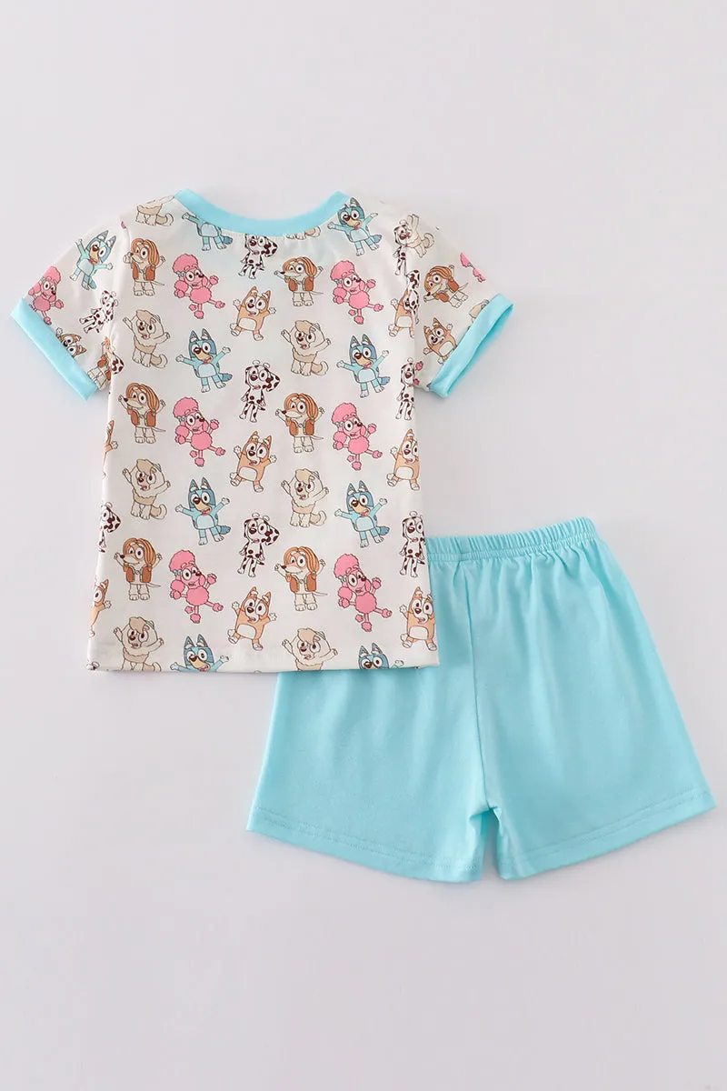 Dog Character Print Short Set