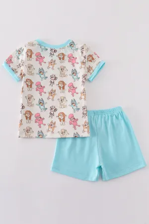 Dog Character Print Short Set