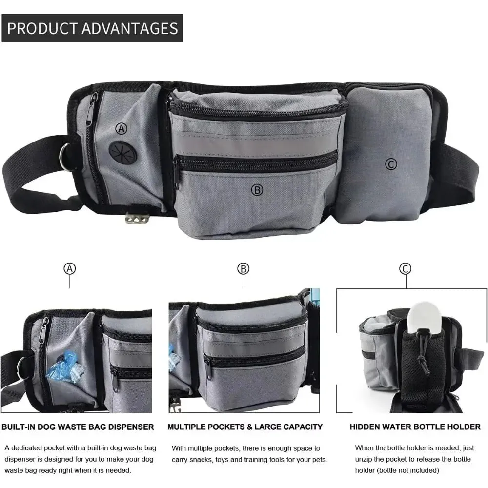 Dog Training Waist Bag with Treat and Water Bowl Pocket