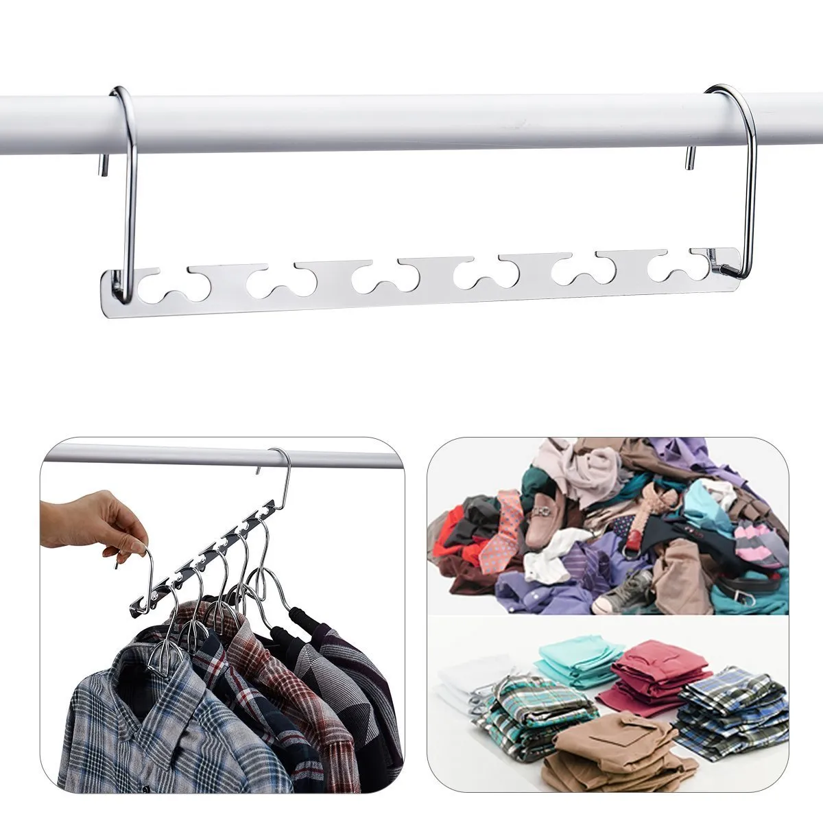 DOIOWN Space Saving Hangers 4 Pack Closet Organizer Hanger Stainless Steel Clothing Hangers (4 Pack)