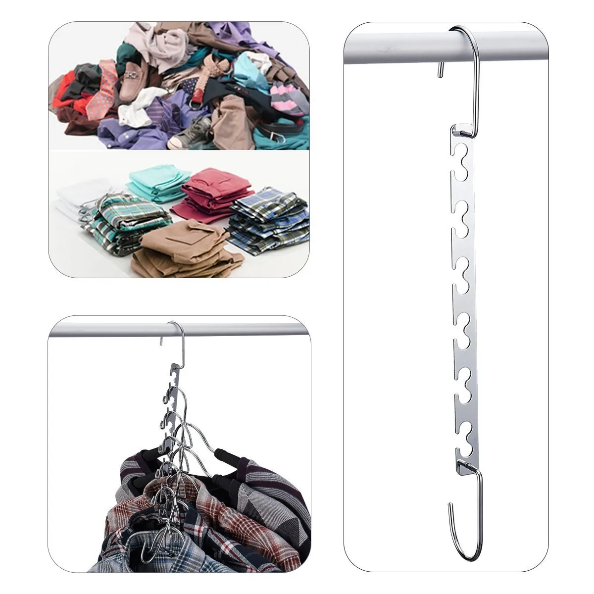 DOIOWN Space Saving Hangers 4 Pack Closet Organizer Hanger Stainless Steel Clothing Hangers (4 Pack)