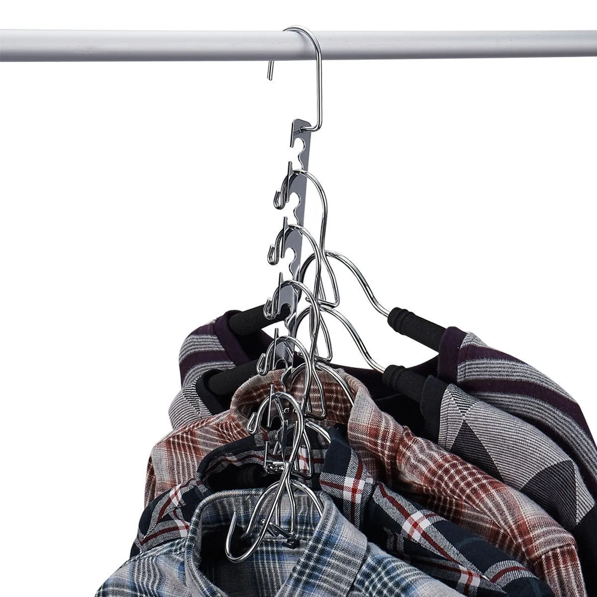 DOIOWN Space Saving Hangers 4 Pack Closet Organizer Hanger Stainless Steel Clothing Hangers (4 Pack)