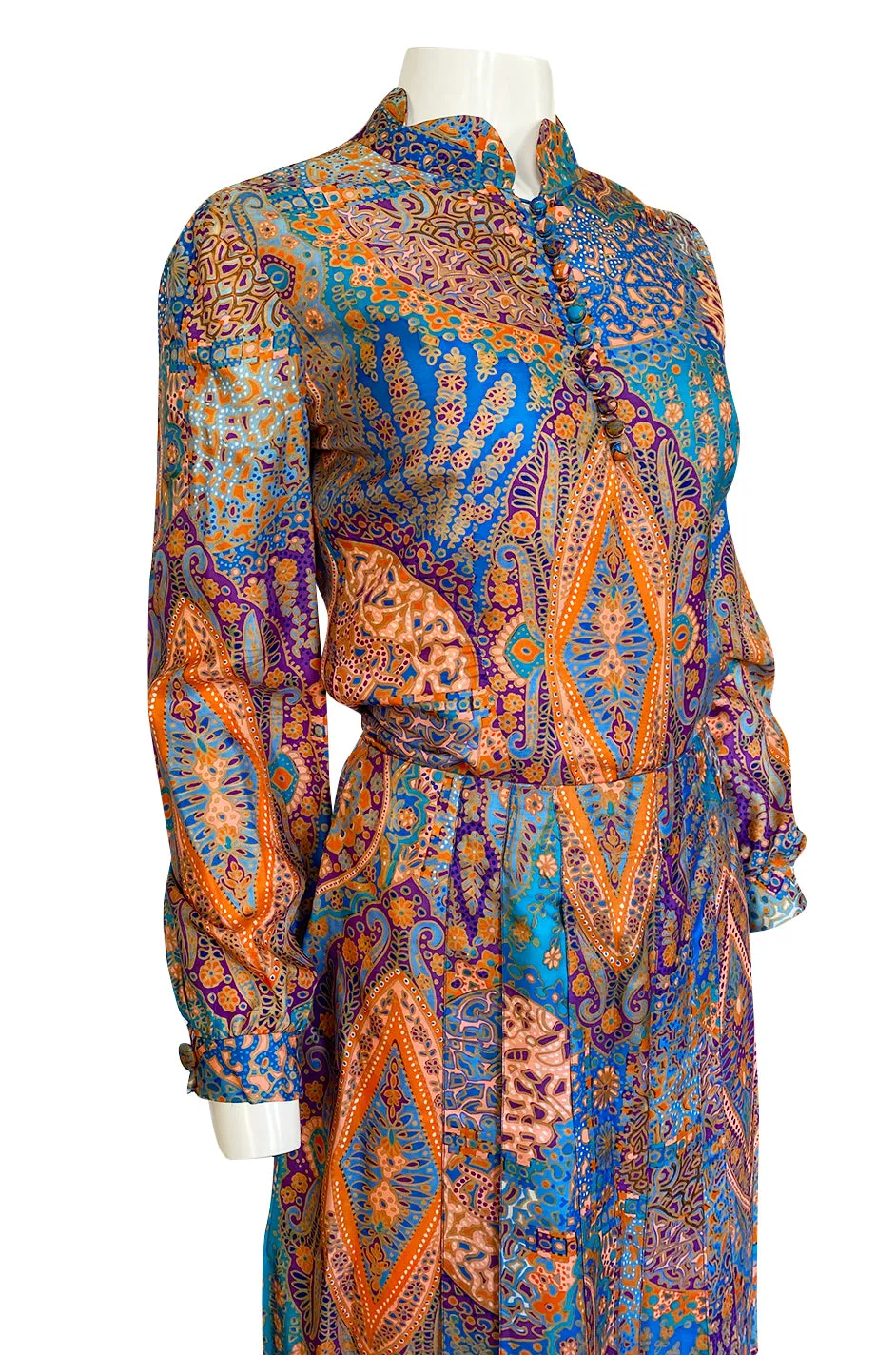 Early 1960s Tina Leser Printed Silk Twill Extra Wide Leg Pant & Top Set