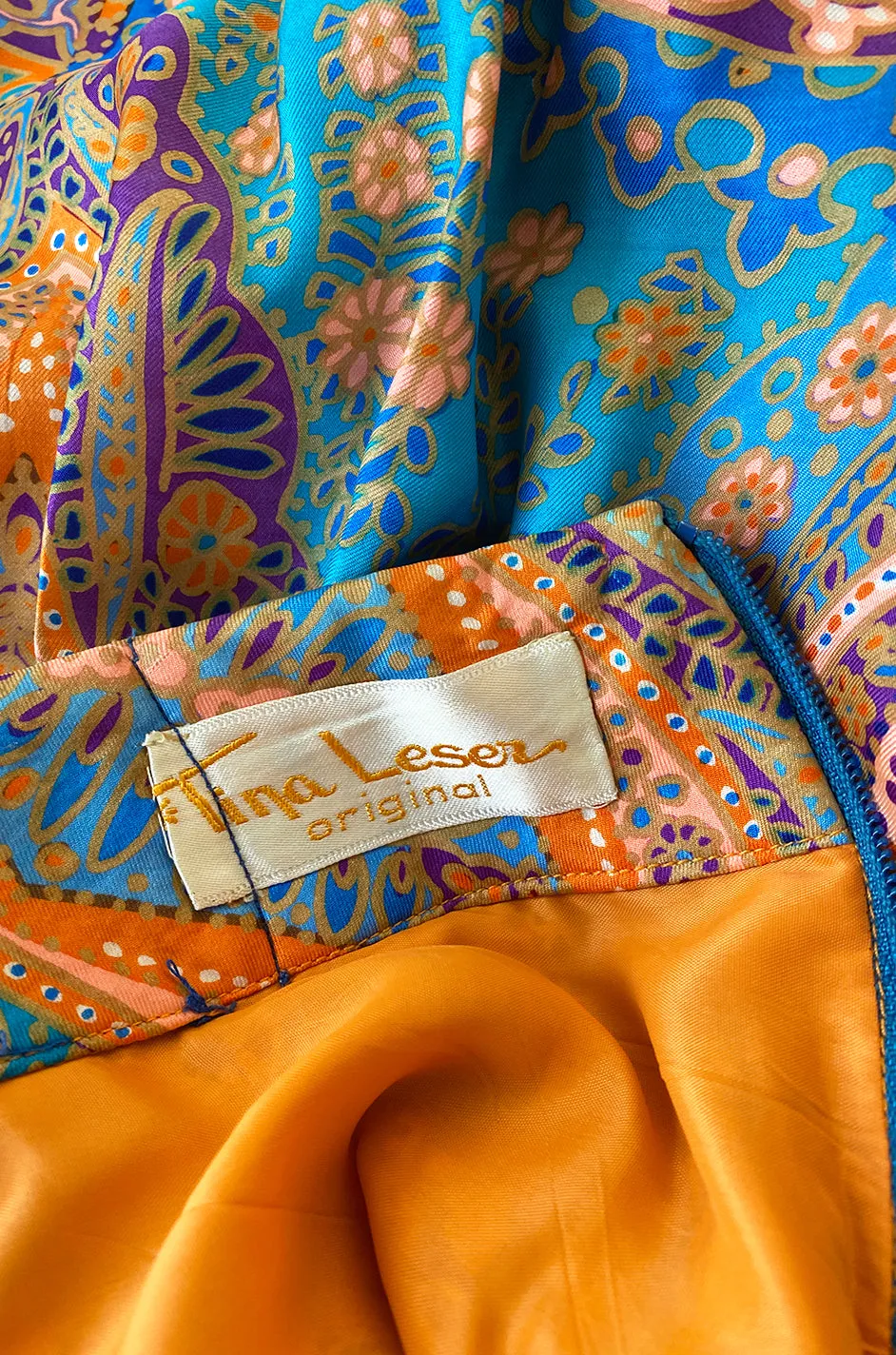 Early 1960s Tina Leser Printed Silk Twill Extra Wide Leg Pant & Top Set