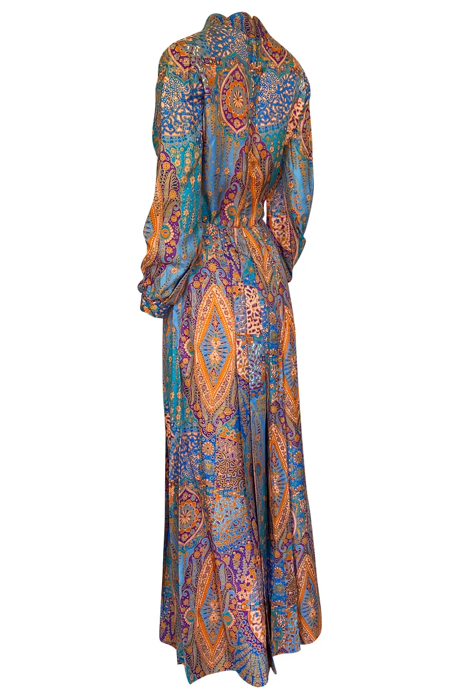 Early 1960s Tina Leser Printed Silk Twill Extra Wide Leg Pant & Top Set