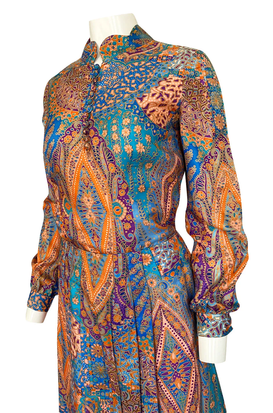 Early 1960s Tina Leser Printed Silk Twill Extra Wide Leg Pant & Top Set