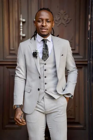 Edmond Light Gray Slim Fit Peak Lapel Suit