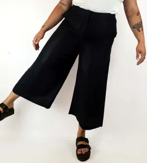 Elk black 100% linen wide leg pants with metallic sheen size 14