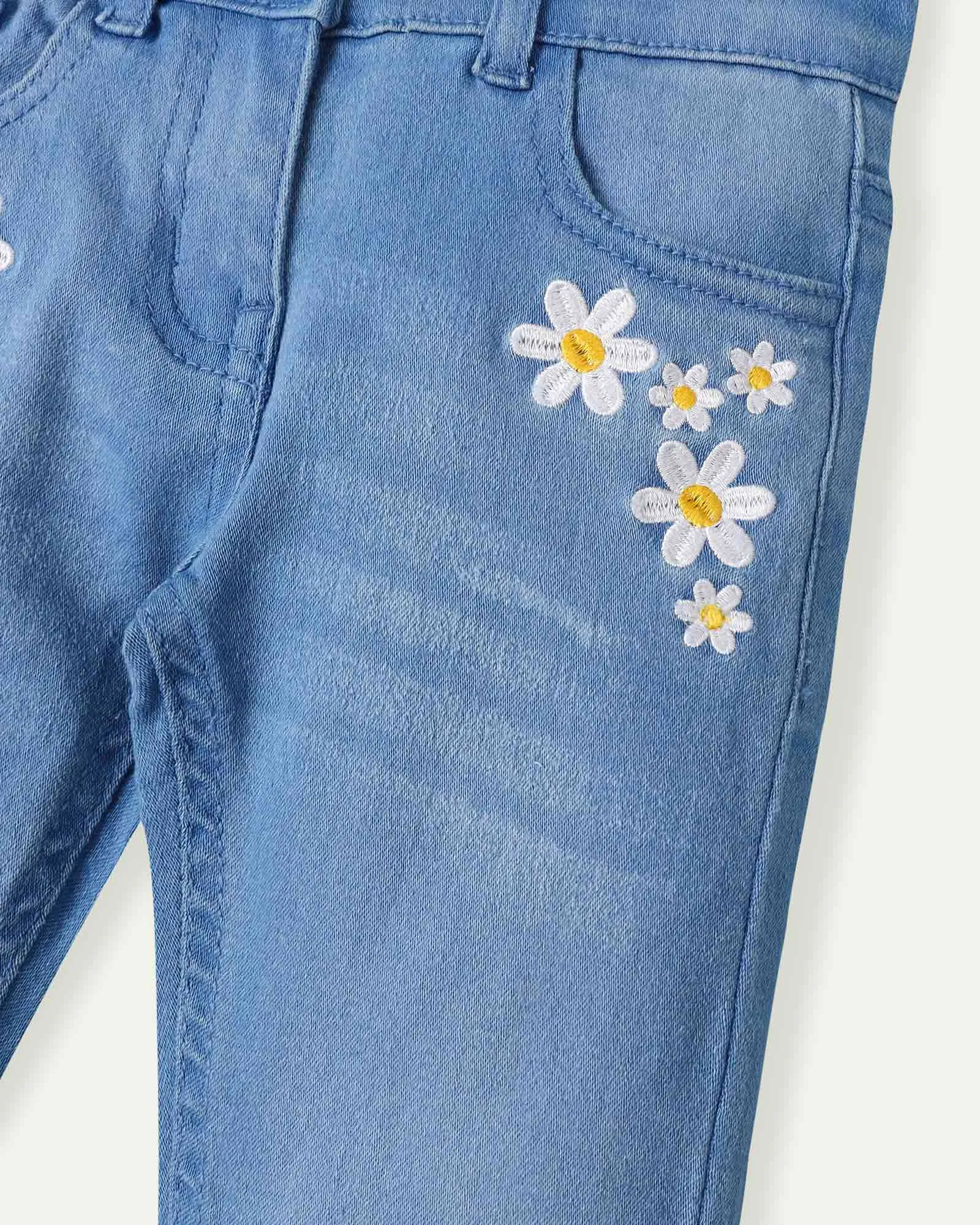 Embroidered Daisy Skinny Jeans