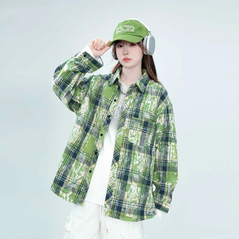 Embroidered Tie-dyed Long-sleeved Shirt Men's And Women's Coats