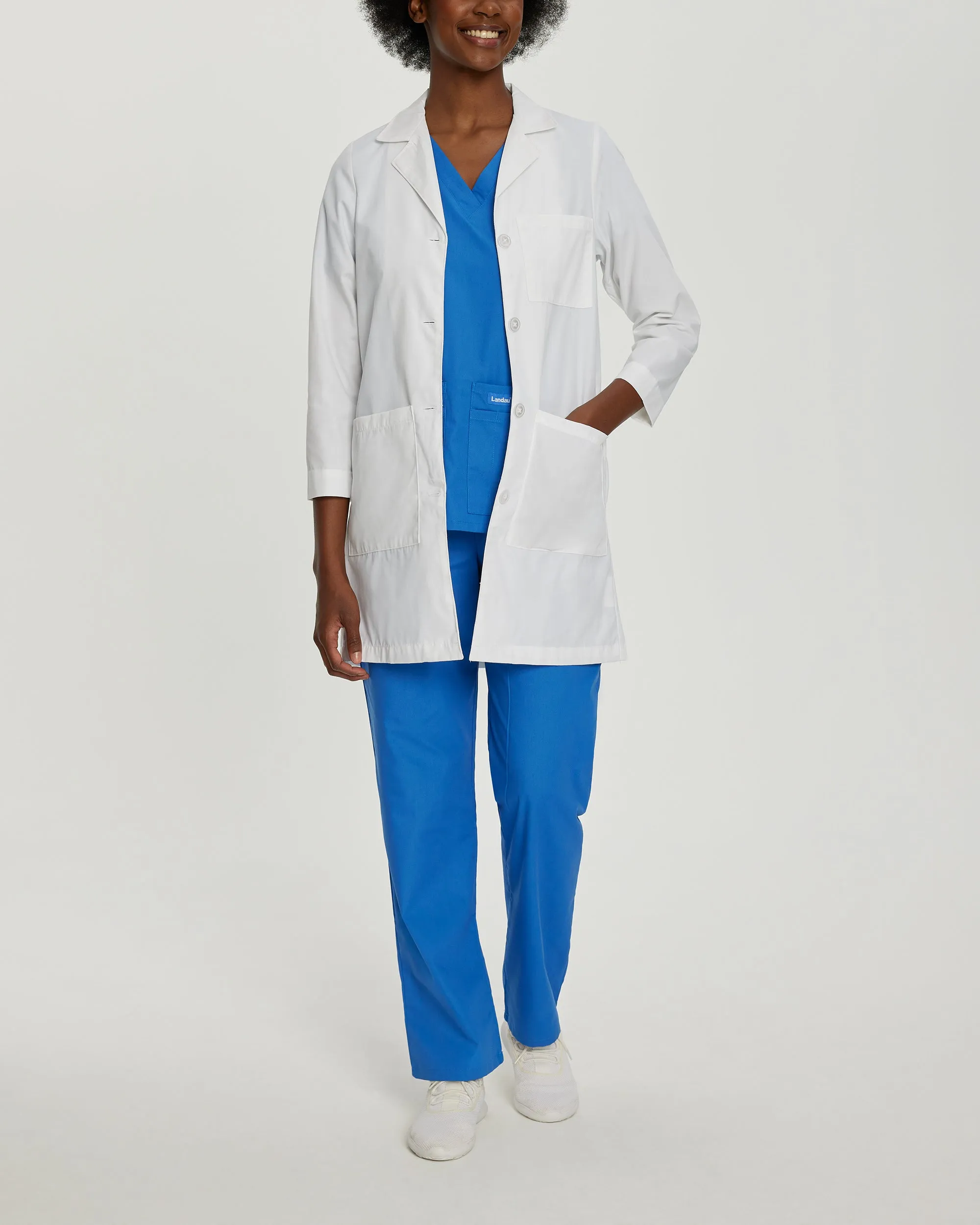 Essential Lab Coats 3155 Women's 3 Pocket Full Length White Coat White