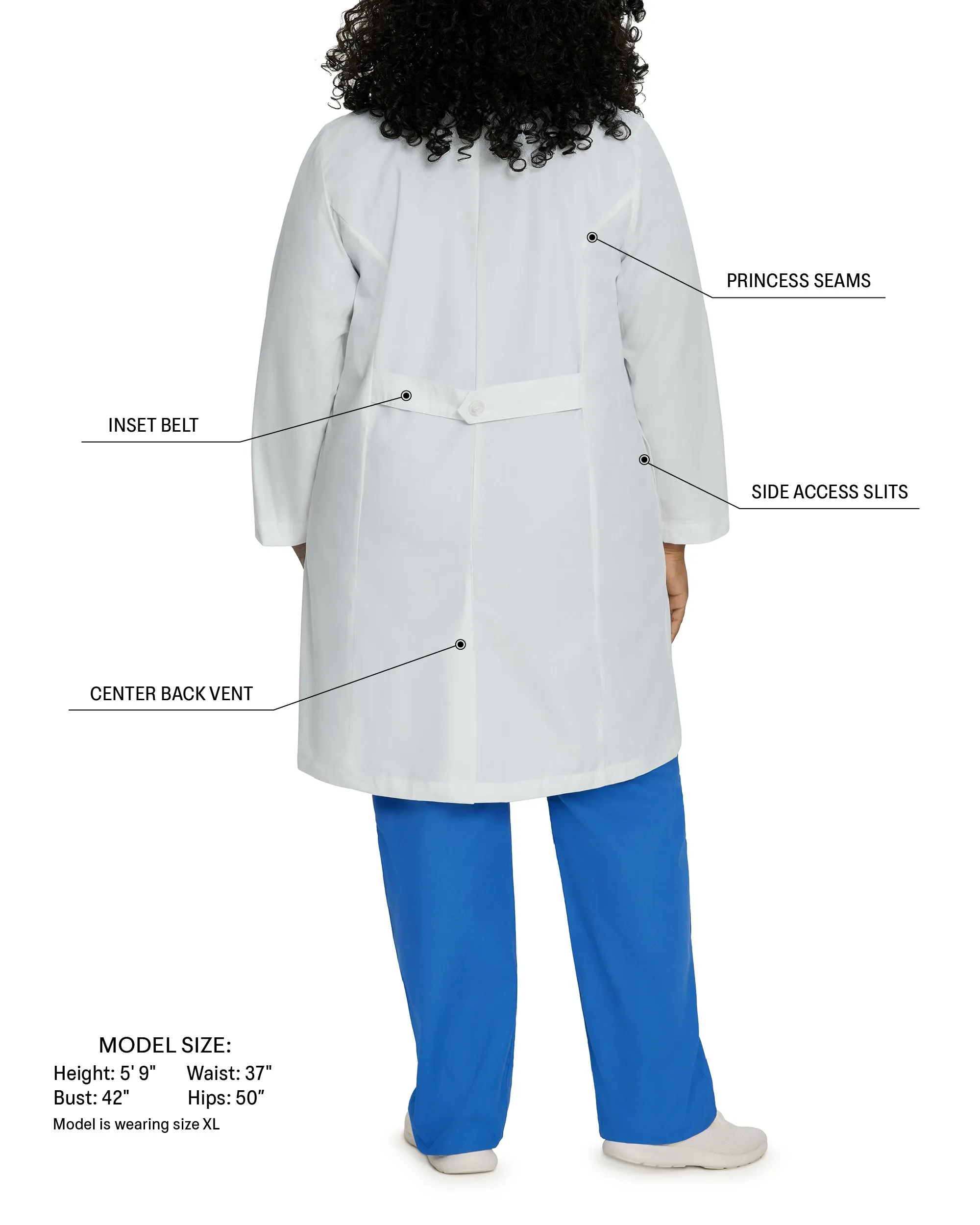 Essential Lab Coats 3155 Women's 3 Pocket Full Length White Coat White