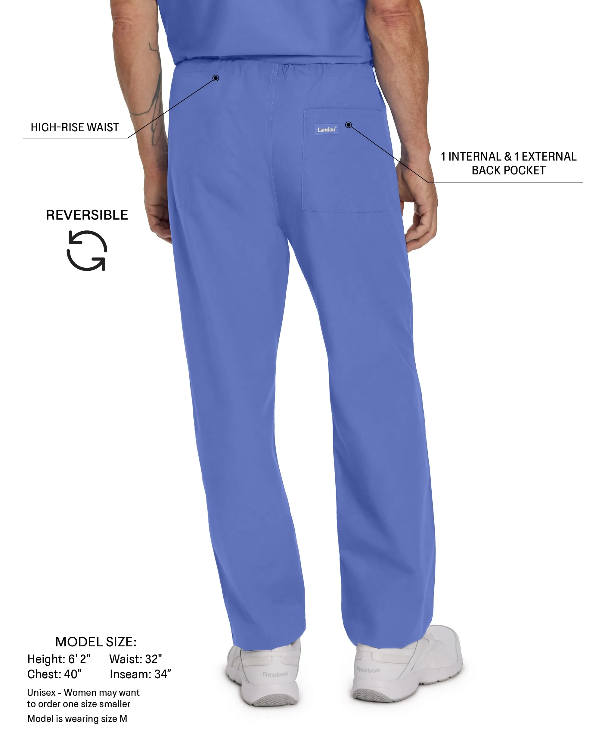 Essentials 7602 Unisex Reversible Scrub Pants Caribbean