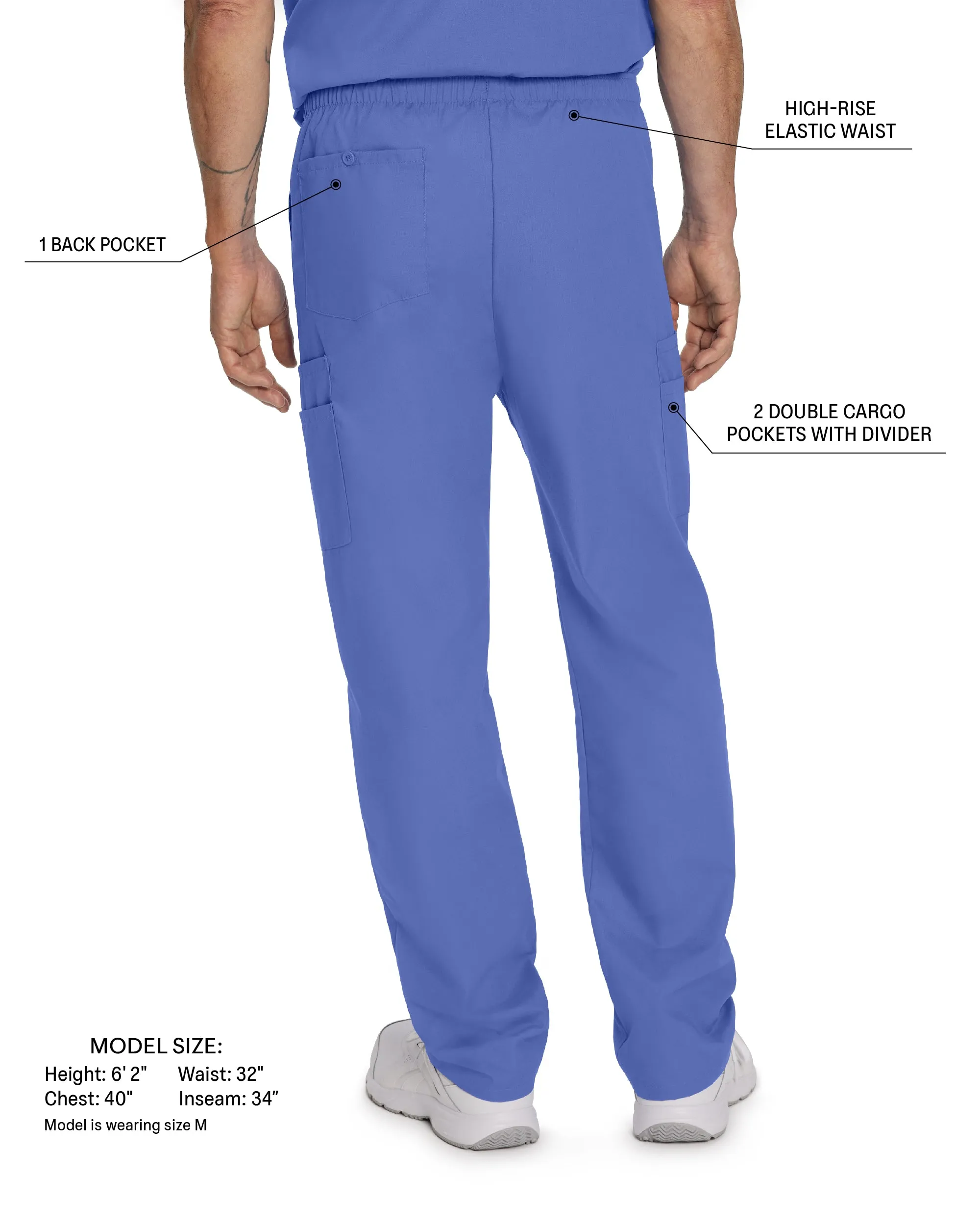Essentials 8555 Men's Cargo Scrub Pants Black