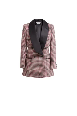 Everly Tuxedo Jacket - Checked with Black Collar