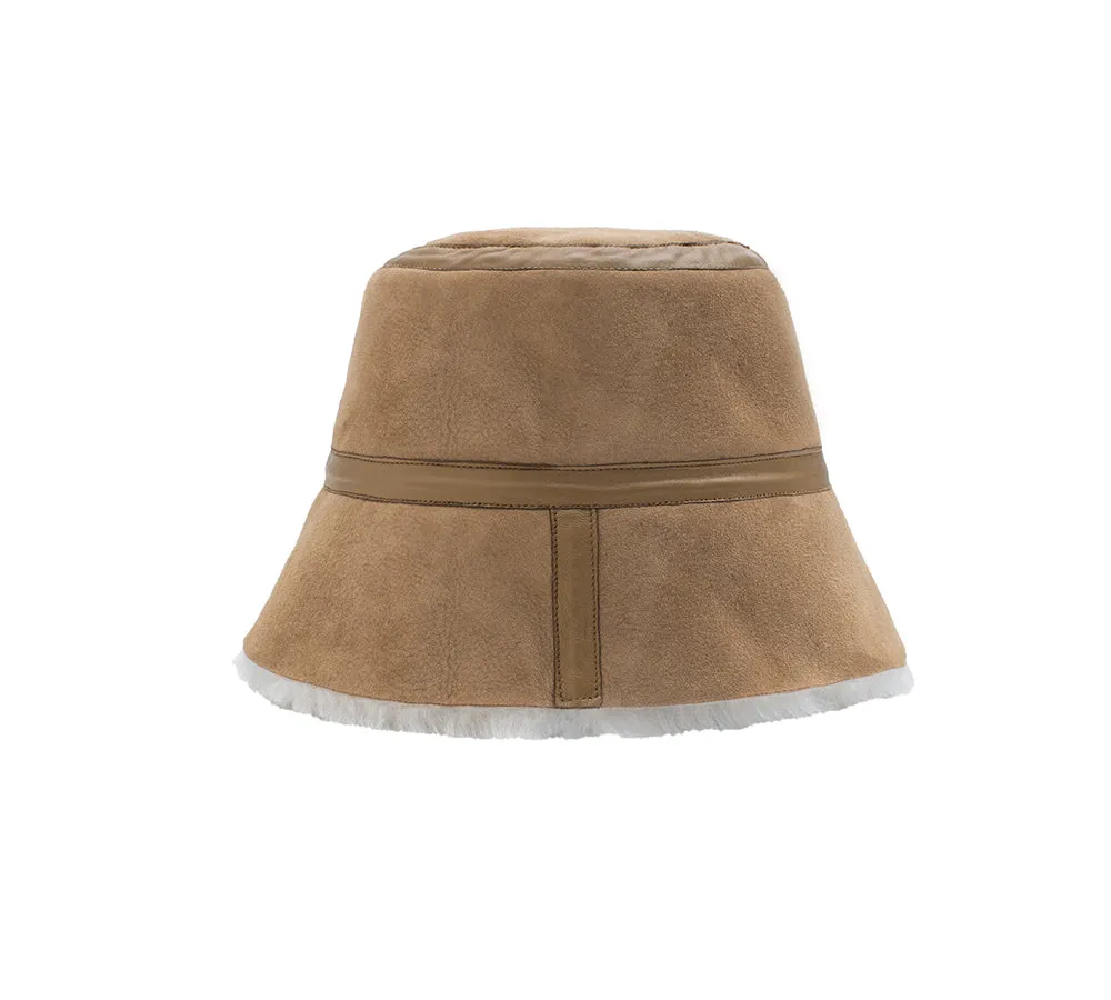 Fluffy Sheepskin Wool Bucket Patchwork Hat