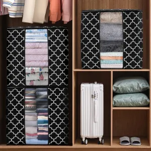 Foldable Clothes Storage Bag With Handle Storage Box With Zipper Dustproof Waterproof Large Capacity Home Closet Organizer