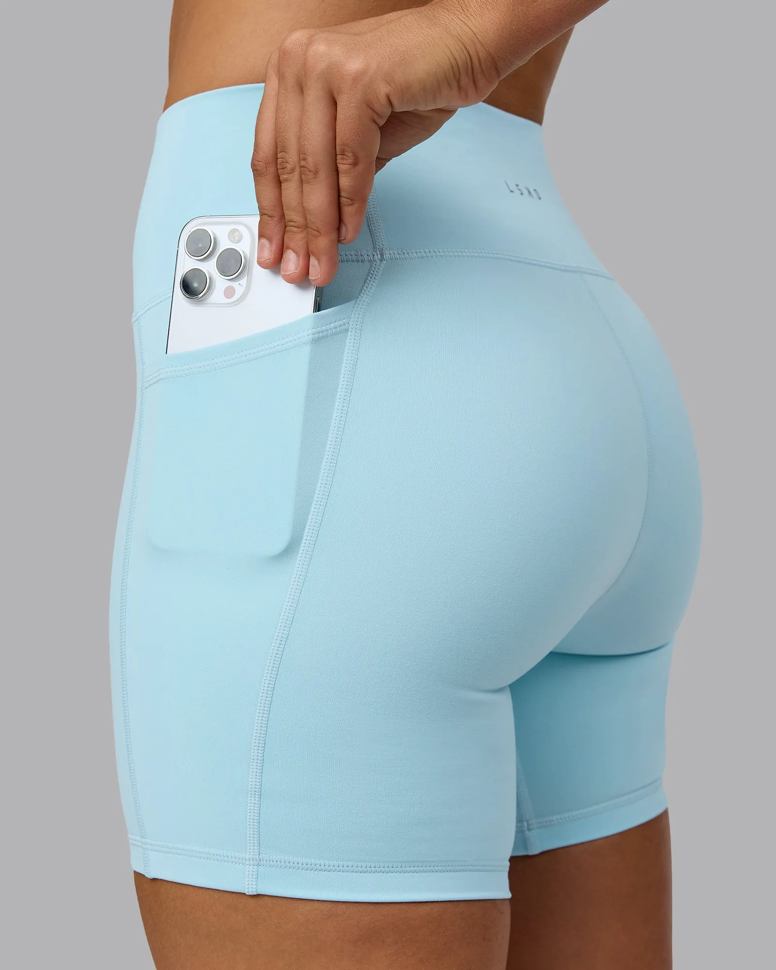Fusion Mid Short Tight With Pockets - Crystal Blue
