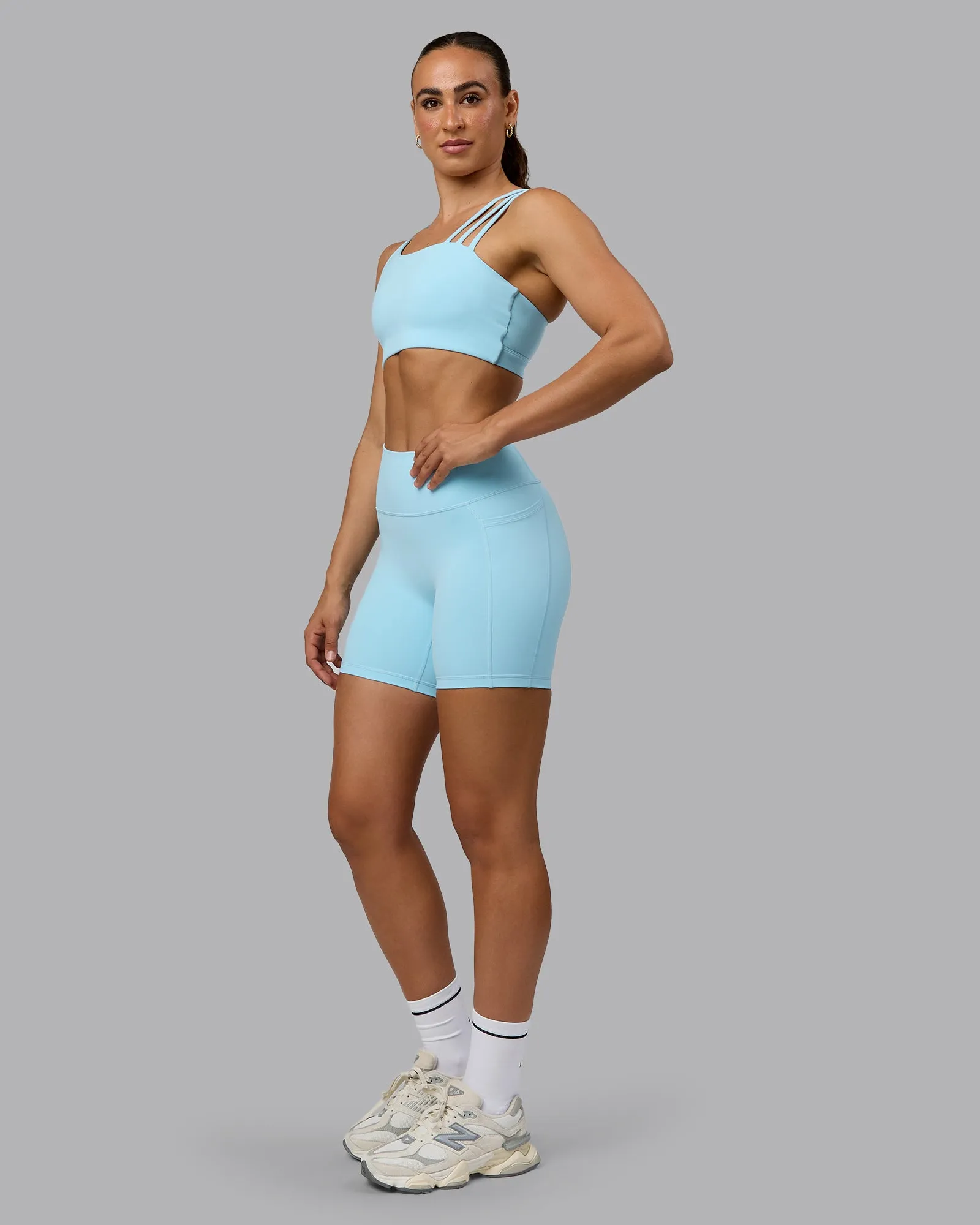 Fusion Mid Short Tight With Pockets - Crystal Blue