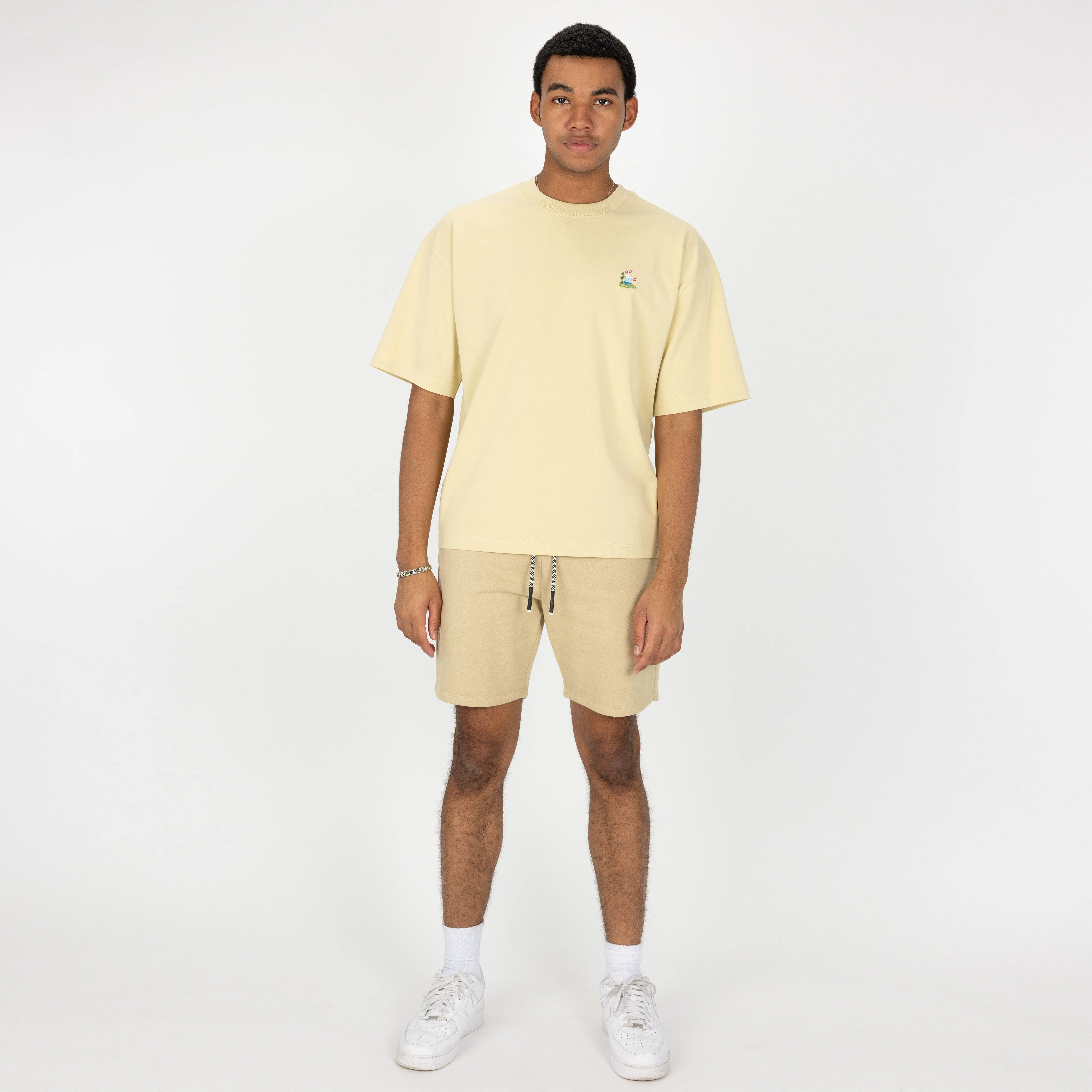 Gender Neutral Premium Fleece Shorts - Pale Khaki