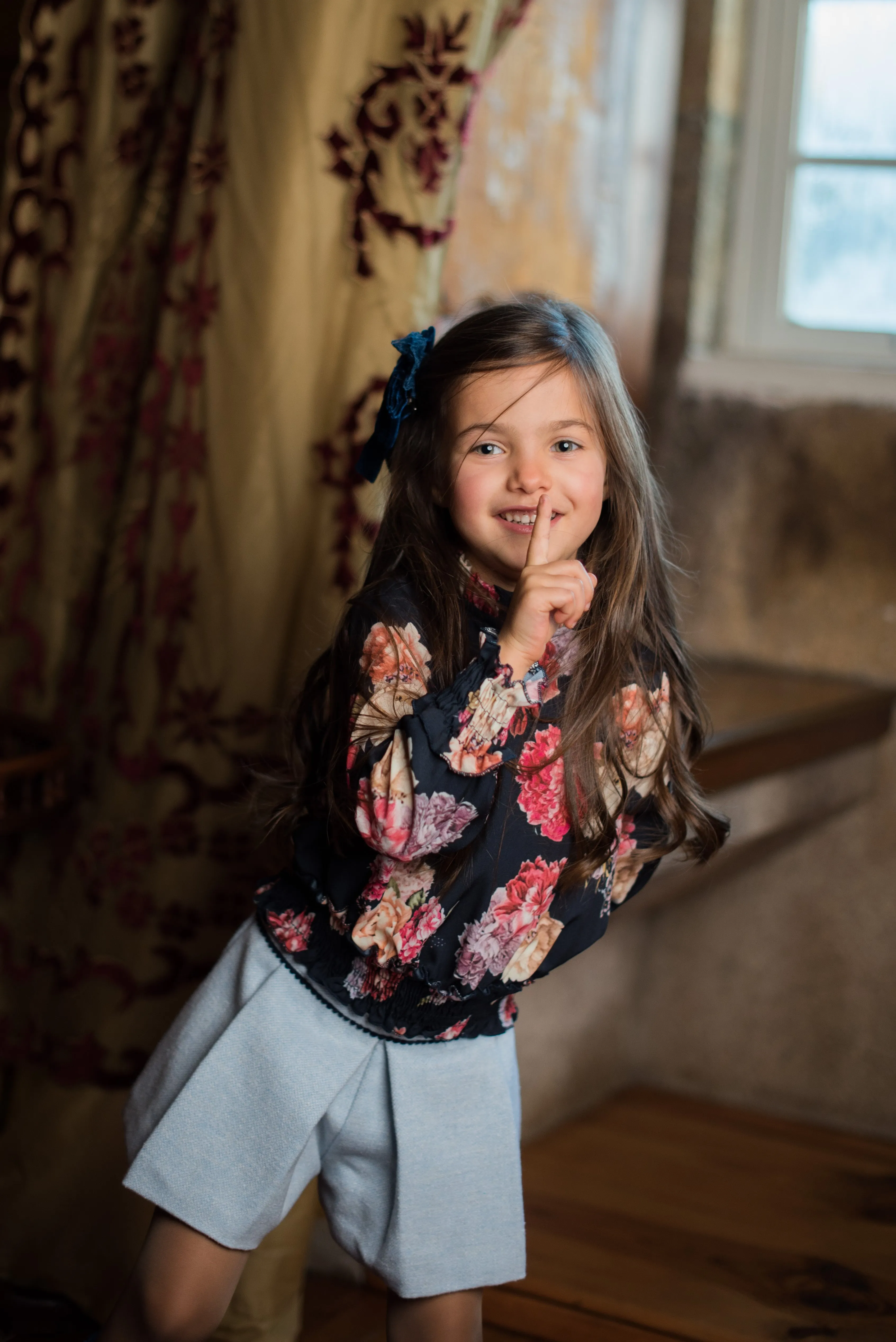 Girls Light Blue Wool Blend Shorts