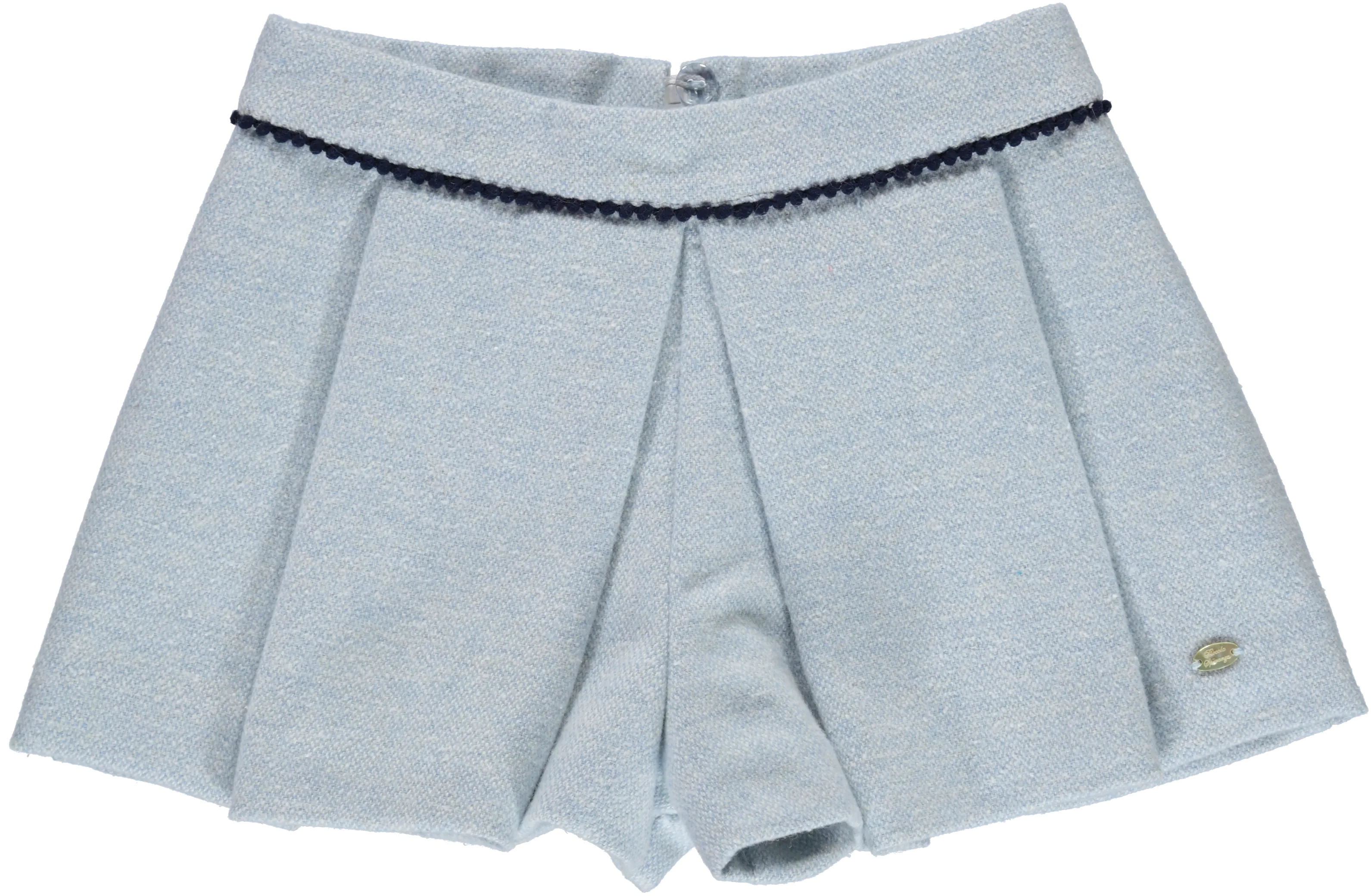 Girls Light Blue Wool Blend Shorts