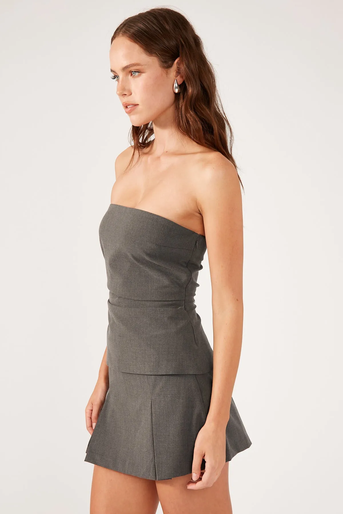 Grey Box Pleat Skort
