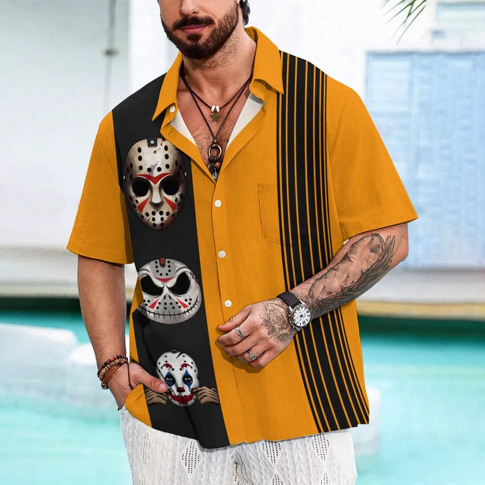 Halloween Anime Print Short Sleeve Shirt 2411013492