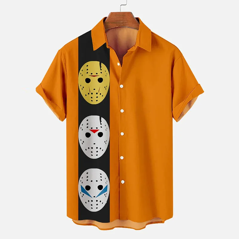 Halloween Anime Print Short Sleeve Shirt 2411013492