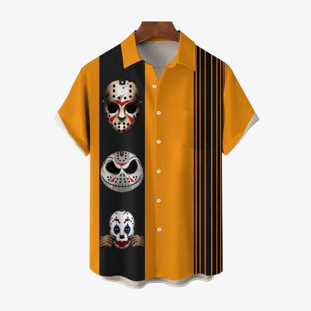 Halloween Anime Print Short Sleeve Shirt 2411013492