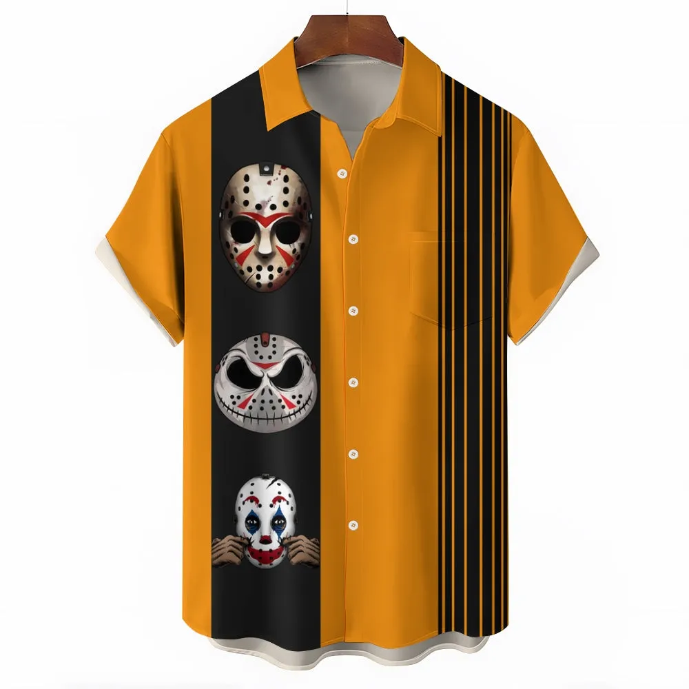 Halloween Anime Print Short Sleeve Shirt 2411013492