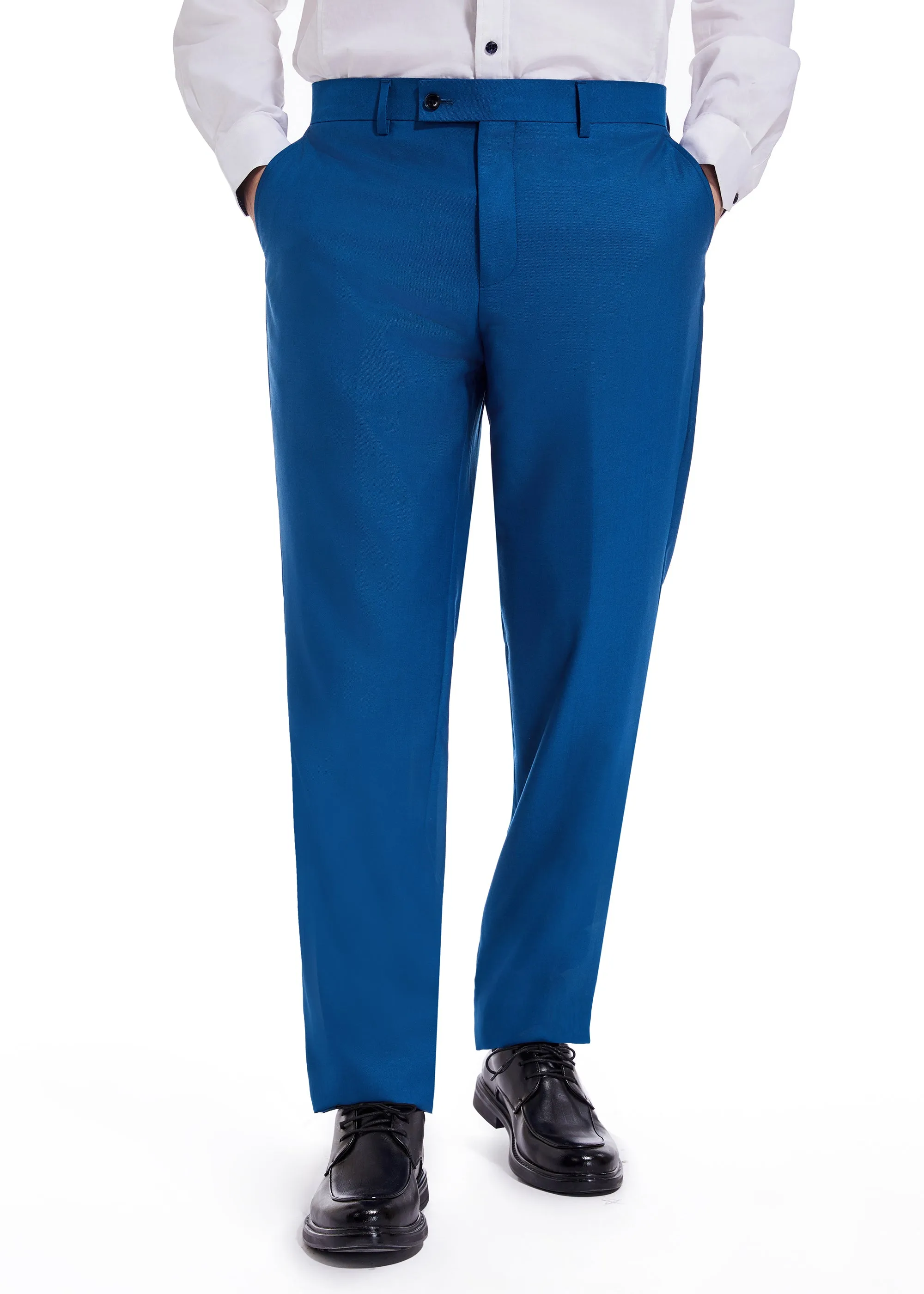 Hechter Paris Solid New Blue Modern Fit Wool Suit