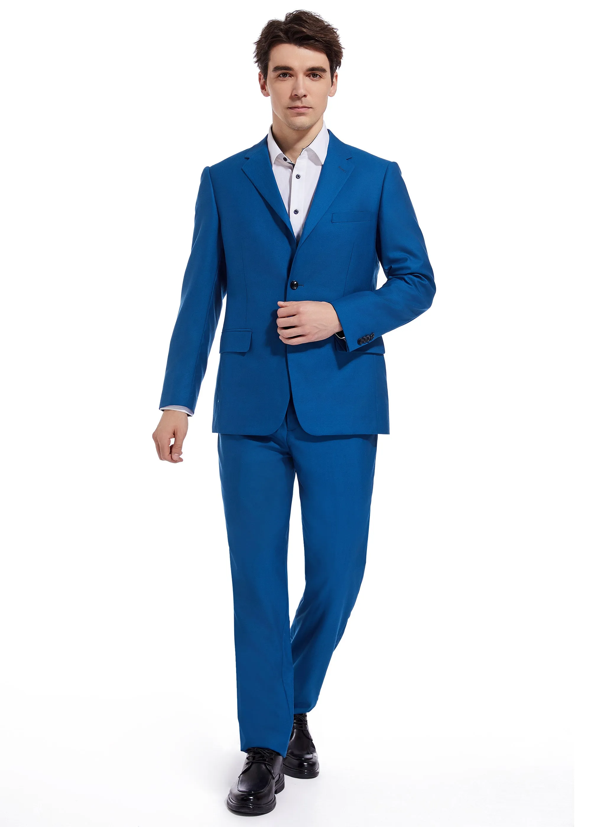 Hechter Paris Solid New Blue Modern Fit Wool Suit