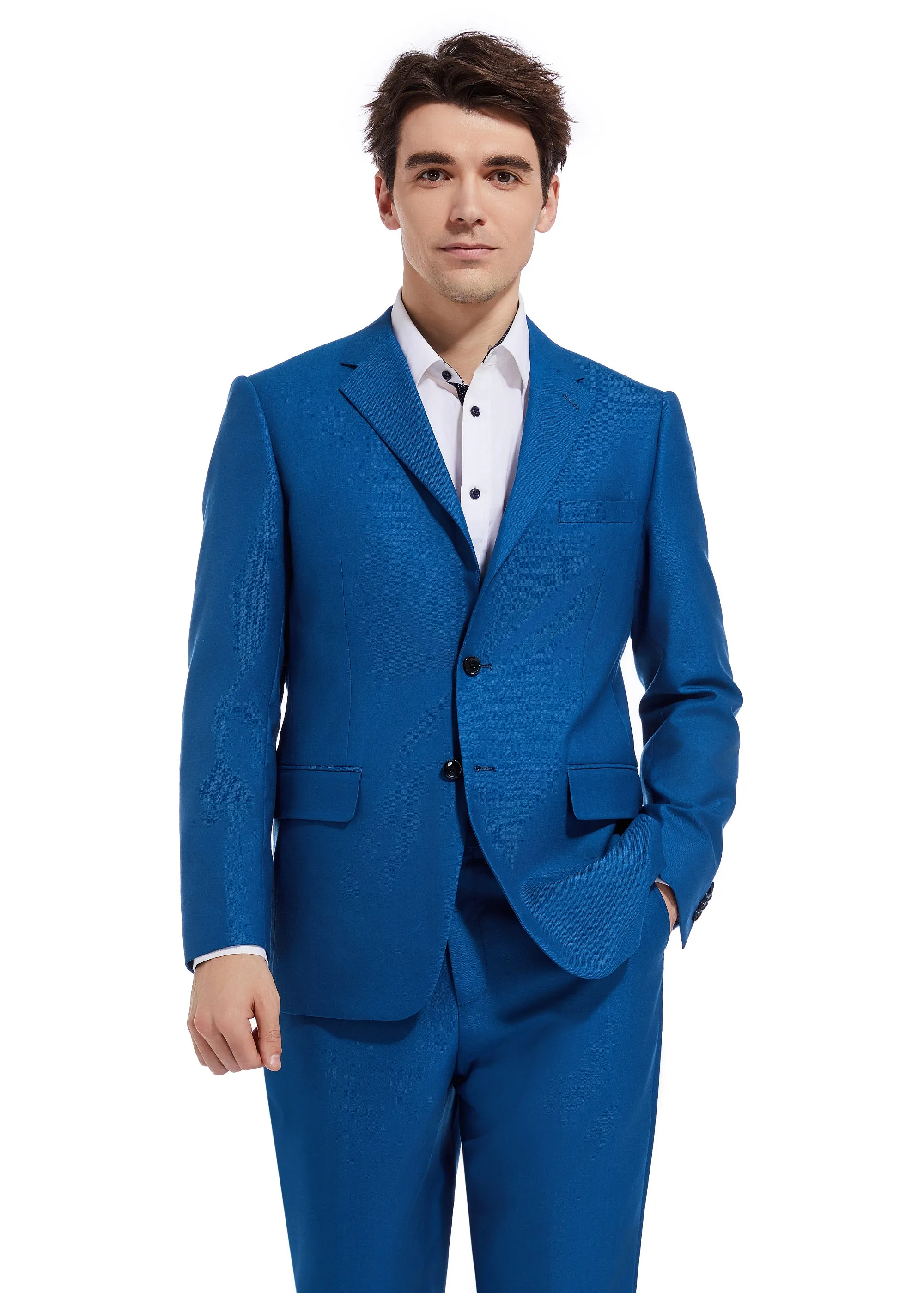 Hechter Paris Solid New Blue Modern Fit Wool Suit