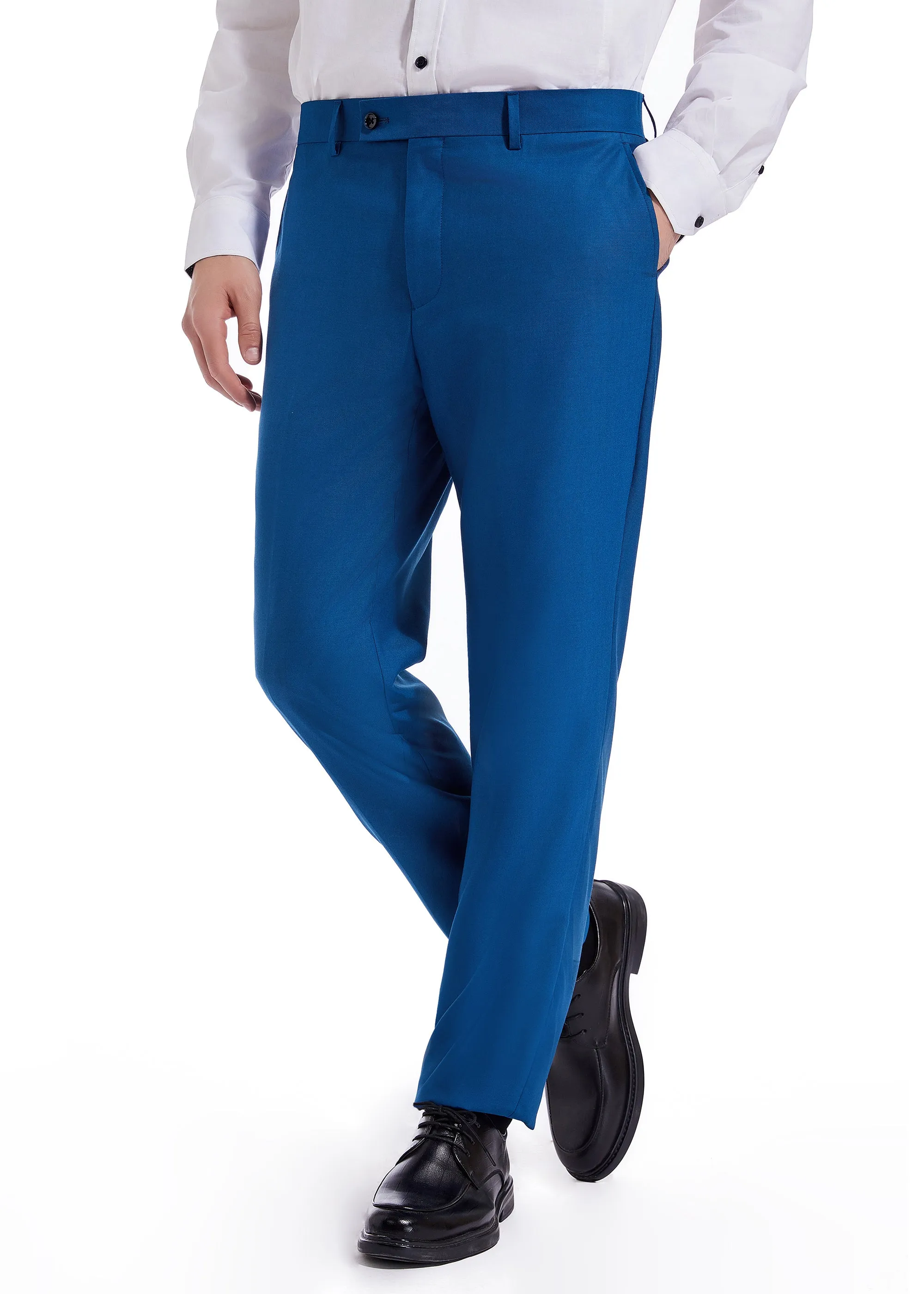 Hechter Paris Solid New Blue Modern Fit Wool Suit