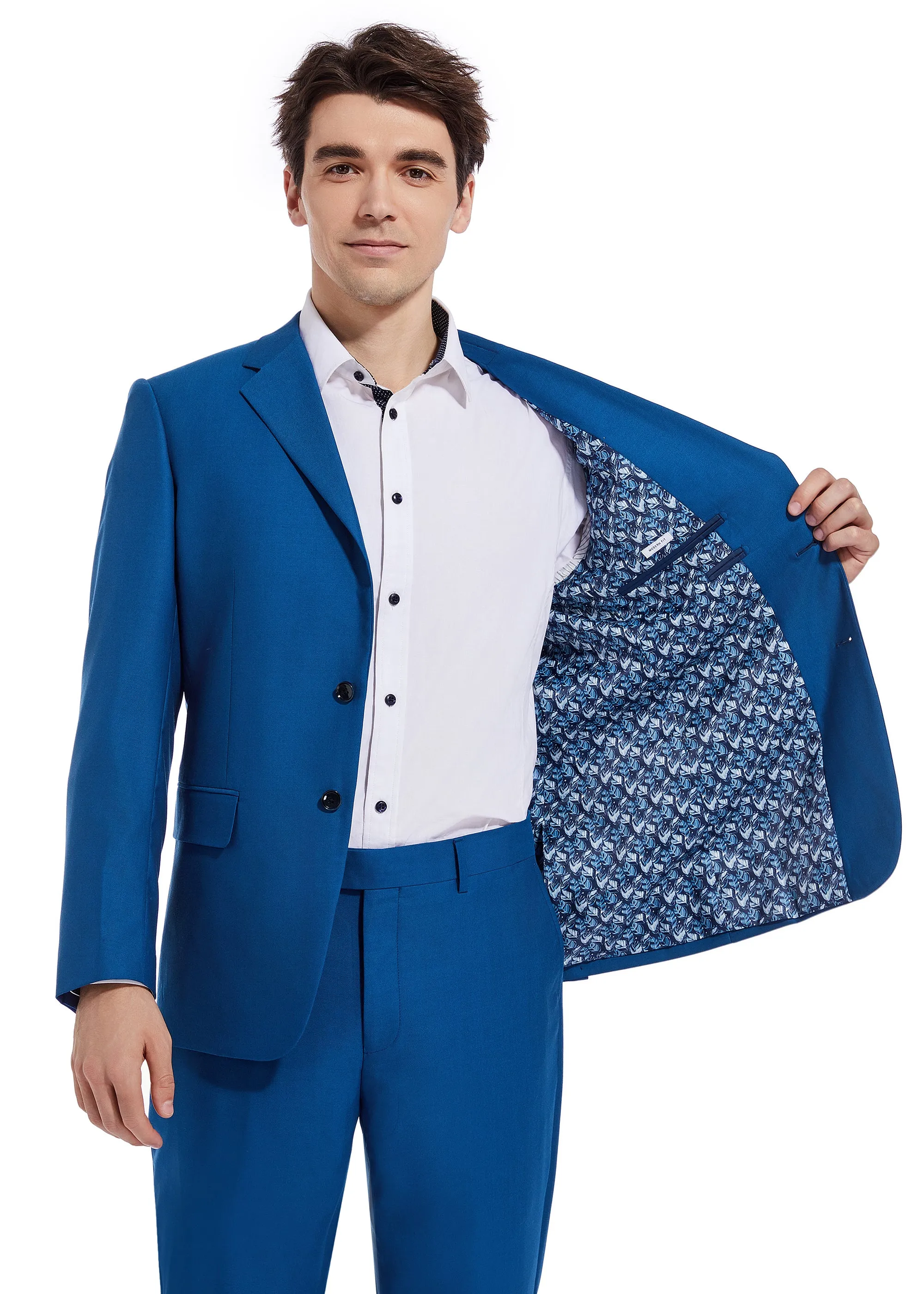 Hechter Paris Solid New Blue Modern Fit Wool Suit