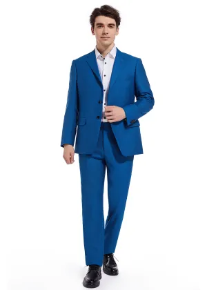 Hechter Paris Solid New Blue Modern Fit Wool Suit