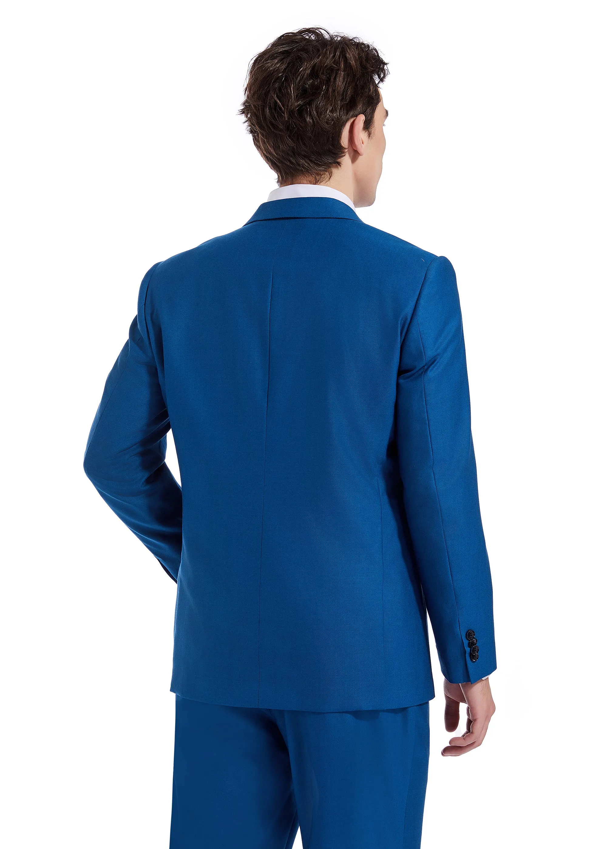 Hechter Paris Solid New Blue Modern Fit Wool Suit