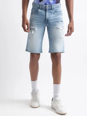 Iconic Men Light Blue Solid Regular Fit Shorts