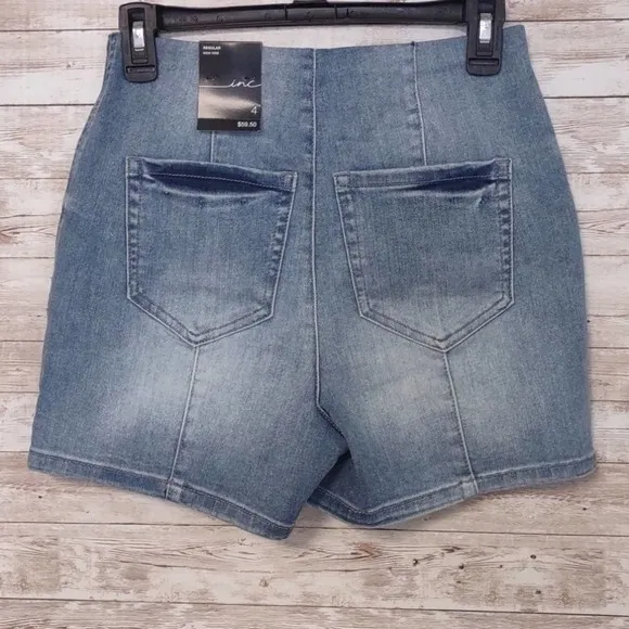 Inc High Waist Pull On Jean Shorts Light Indigo 4