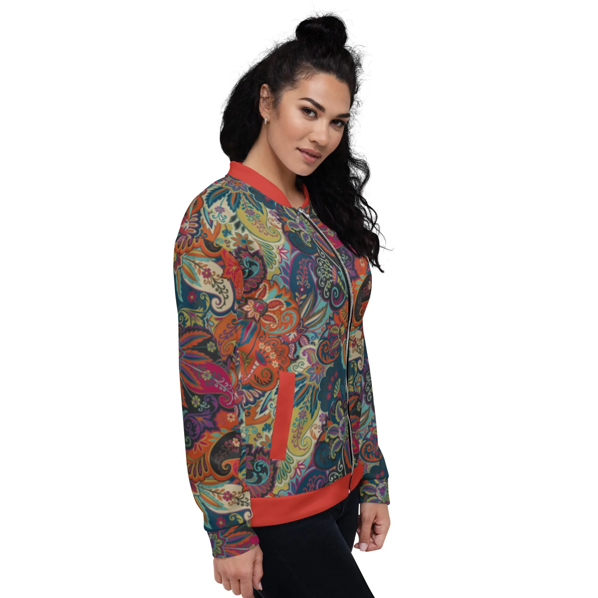 IR Unisex Bomber Jacket Floral Multi-Color Print