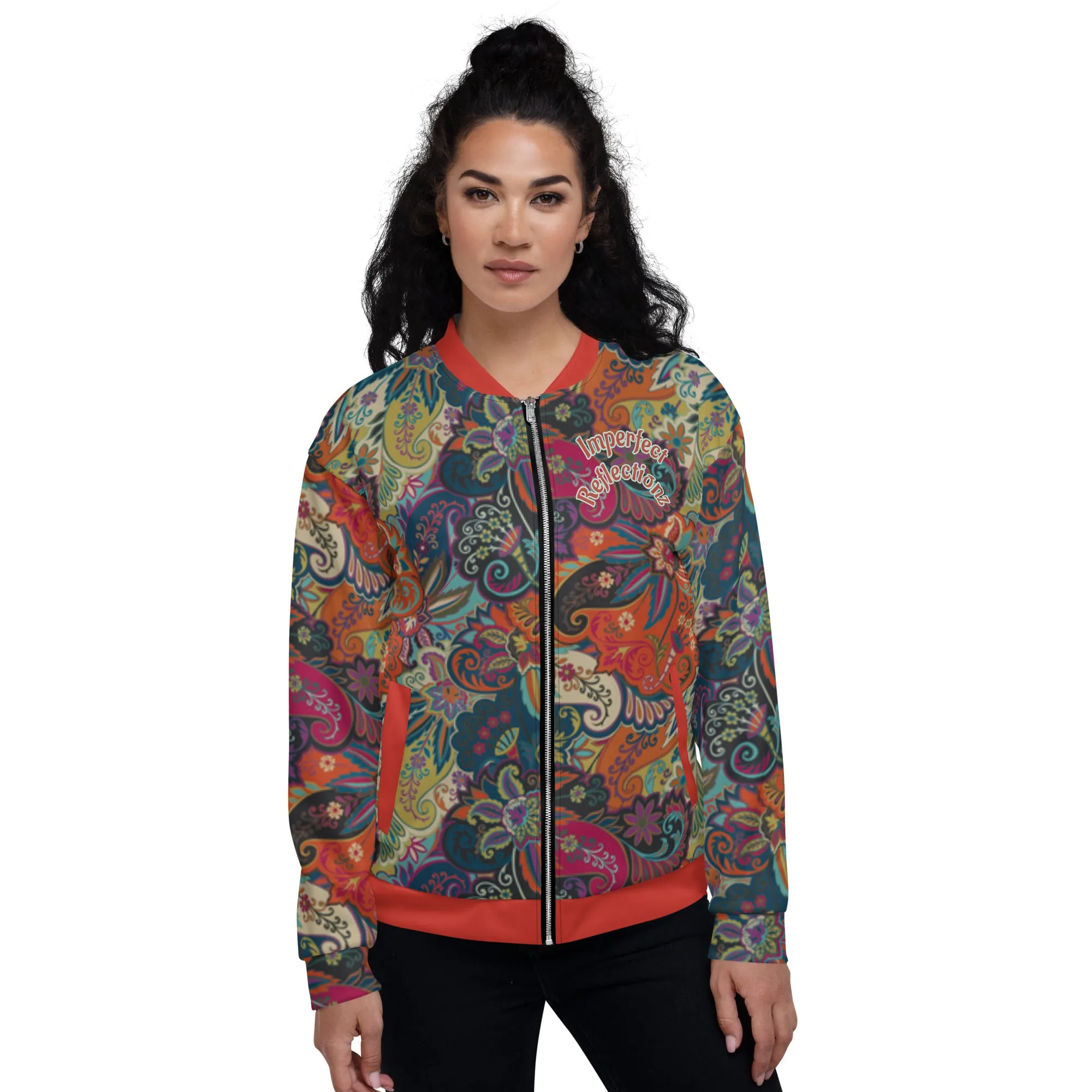 IR Unisex Bomber Jacket Floral Multi-Color Print